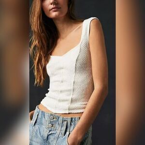 Free People We The Free Boss Babe Tank - Size Large, White, NWT